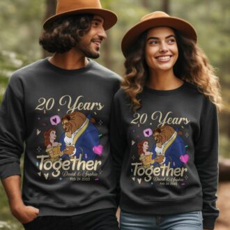 Beauty and the Beast 20 Years Together T-Shirt, Belle Princess Anniversary Valentine Couple Shirt
