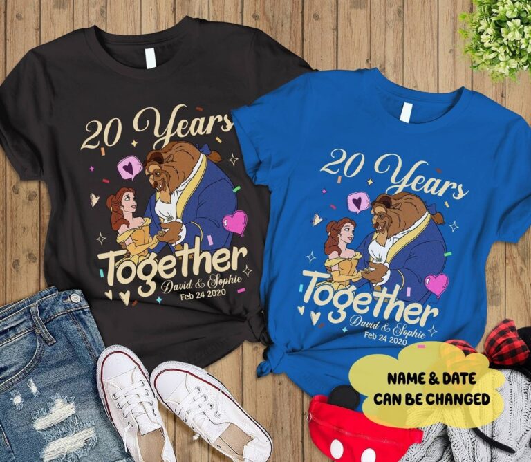 Beauty and the Beast 20 Years Together T-Shirt, Belle Princess Anniversary Valentine Couple Shirt