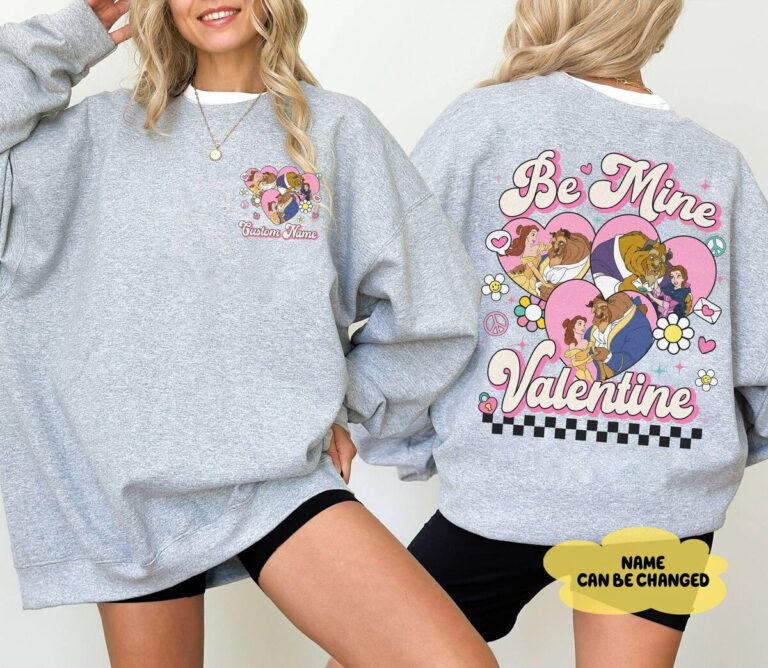 Beauty and the Beast Be Mine Valentine Shirt, Custom Valentine Couple Sweatshirt, Belle Princess Trip Shirt