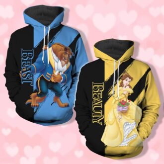 Beauty and the Beast Belle Princess Couple Hoodies, Disney Gifts for Valentine's Day or Anniversary