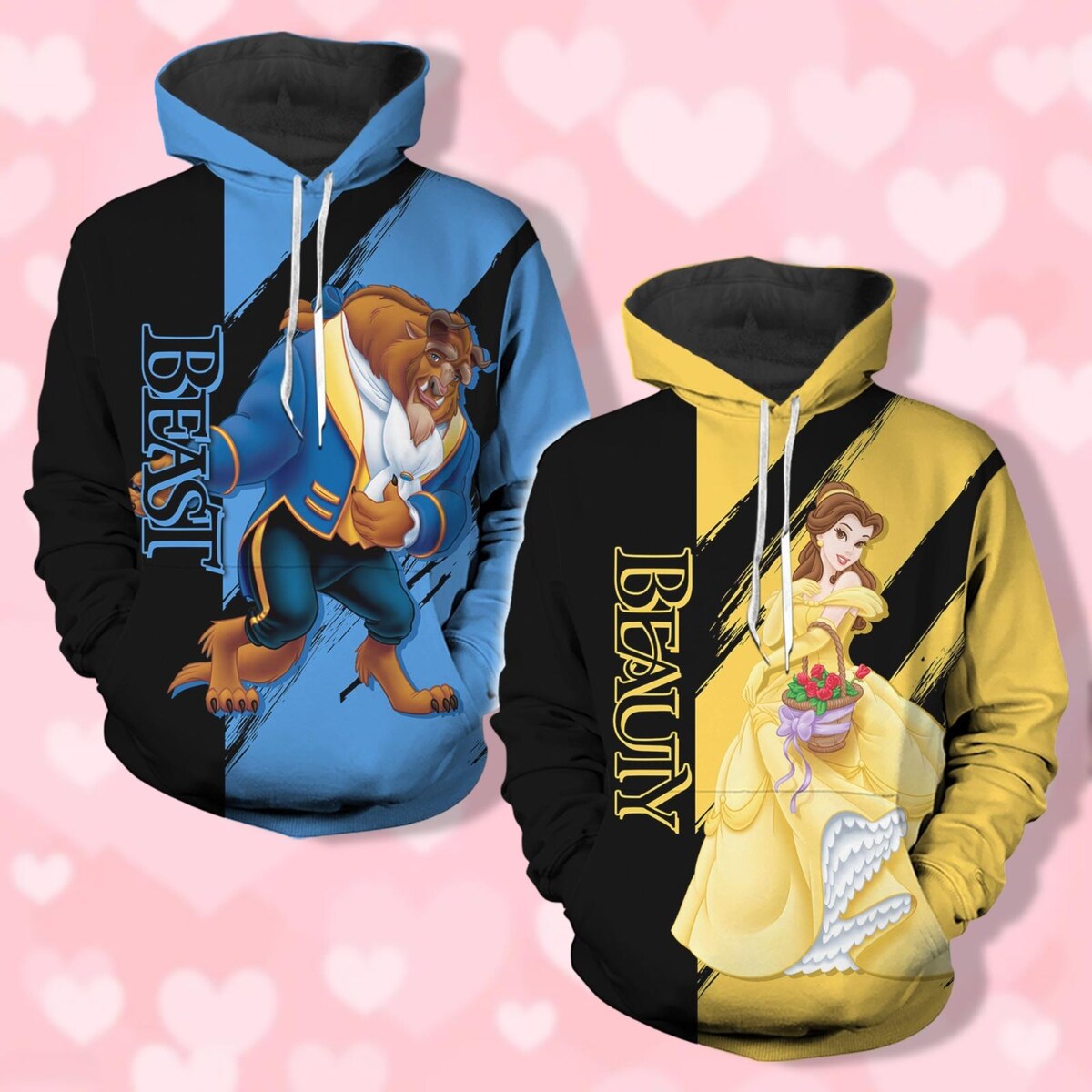 Beauty and the Beast Belle Princess Couple Hoodies, Disney Gifts for Valentine's Day or Anniversary