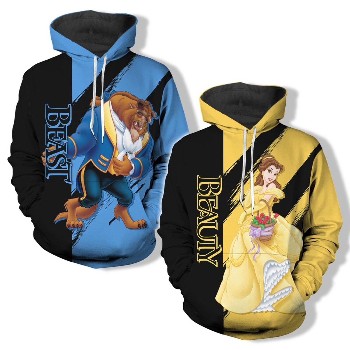 Beauty and the Beast Belle Princess Couple Hoodies, Disney Gifts for Valentine's Day or Anniversary