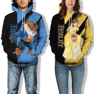 Beauty and the Beast Belle Princess Couple Hoodies, Disney Gifts for Valentine's Day or Anniversary