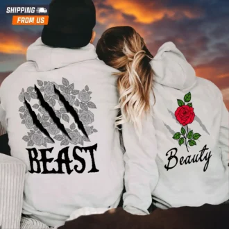 Beauty and the Beast Couple Hoodies, His Beauty and Her Beast Sweatshirts, Disney Matching Shirts