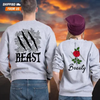 Beauty and the Beast Couple Hoodies, His Beauty and Her Beast Sweatshirts, Disney Matching Shirts