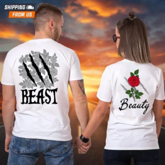 Beauty and the Beast Couple Hoodies, His Beauty and Her Beast Sweatshirts, Disney Matching Shirts