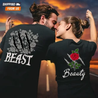 Beauty and the Beast Couple Hoodies, His Beauty and Her Beast Sweatshirts, Disney Matching Shirts