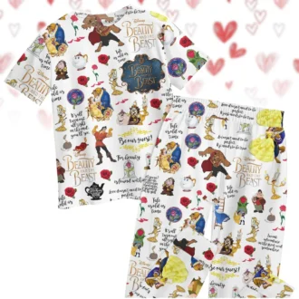 Beauty and the Beast Couple Pajamas Set, Her Beast His Beauty Valentine's Day & Honeymoon Gift