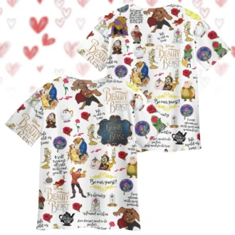 Beauty and the Beast Couple Pajamas Set, Her Beast His Beauty Valentine's Day & Honeymoon Gift