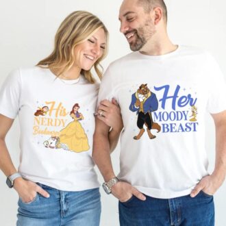 Beauty and the Beast couple shirts for him and her, Nerdy bookworm shirts, Honeymoon shirts