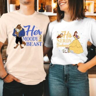 Beauty and the Beast couple shirts for him and her, Nerdy bookworm shirts, Honeymoon shirts