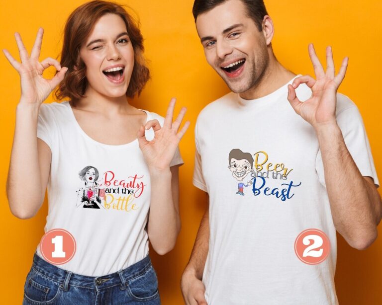 Beauty and the Beast Couple Shirts, Beauty and the Bottle, Beer and the Beast, Valentine's Gift
