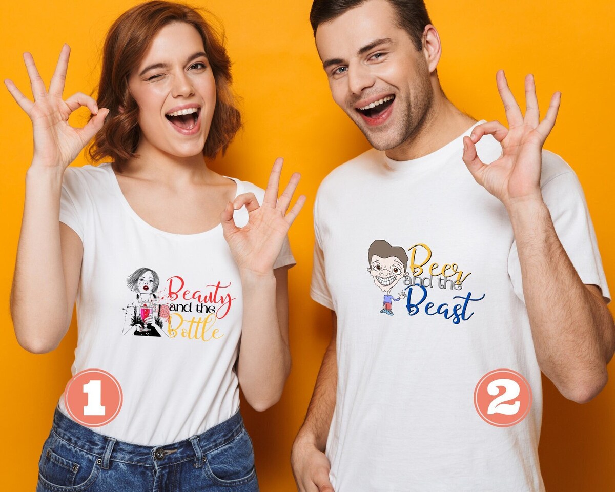 Beauty and the Beast Couple Shirts, Beauty and the Bottle, Beer and the Beast, Valentine's Gift