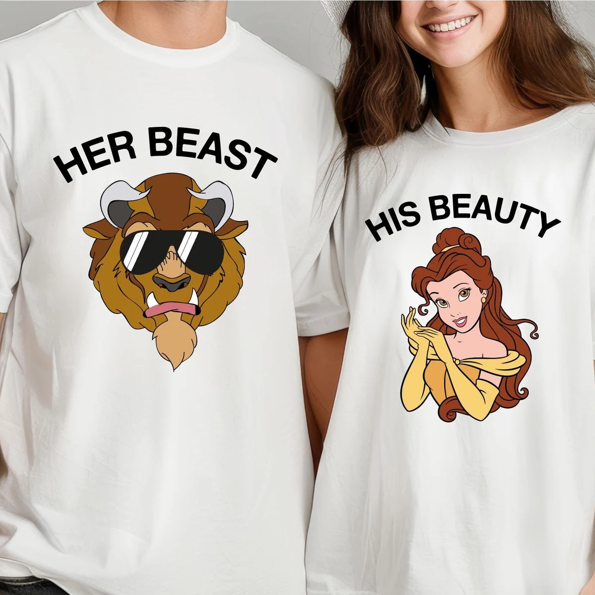 Beauty and the Beast Couple T-Shirts, Honeymoon Matching Tee, Beast Boyfriend T-Shirt, Valentine's Day Gift