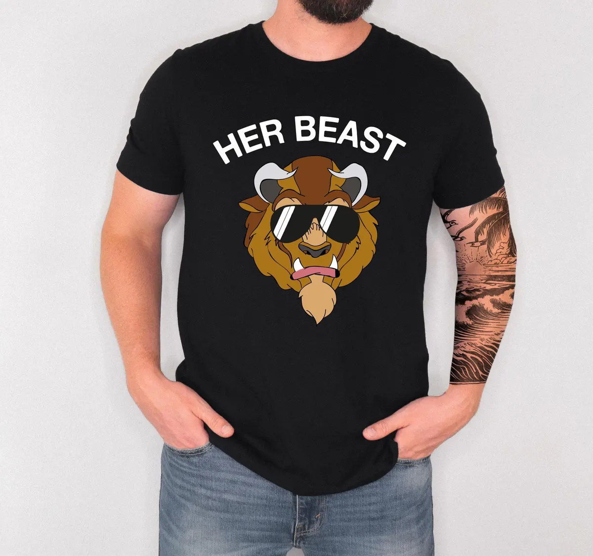 Beauty and the Beast Couple T-Shirts, Honeymoon Matching Tee, Beast Boyfriend T-Shirt, Valentine's Day Gift
