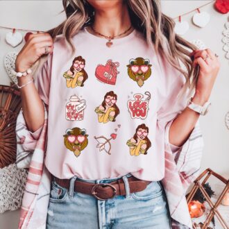 Beauty and the Beast Disney Princess Belle Valentine's Day Shirt, Disney Princess Girls Trip Tee