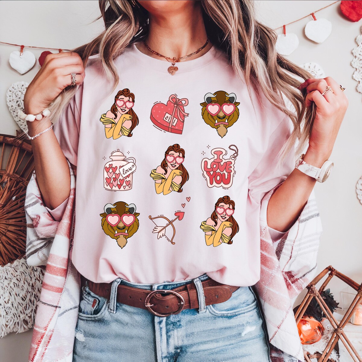 Beauty and the Beast Disney Princess Belle Valentine's Day Shirt, Disney Princess Girls Trip Tee