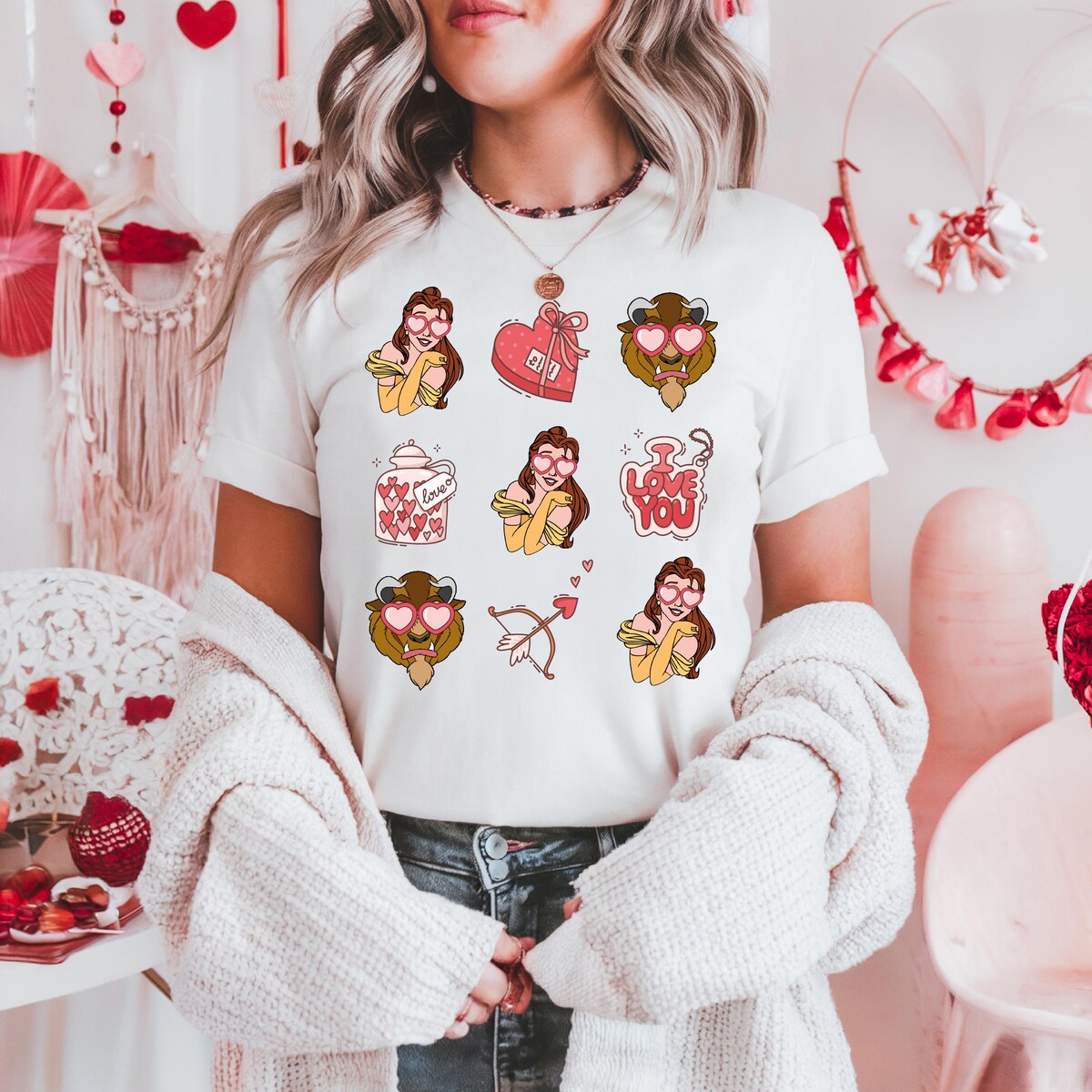 Beauty and the Beast Disney Princess Belle Valentine's Day Shirt, Disney Princess Girls Trip Tee