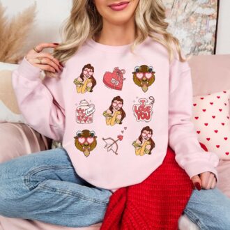 Beauty and the Beast Disney Princess Belle Valentine's Day Shirt, Disney Princess Girls Trip Tee