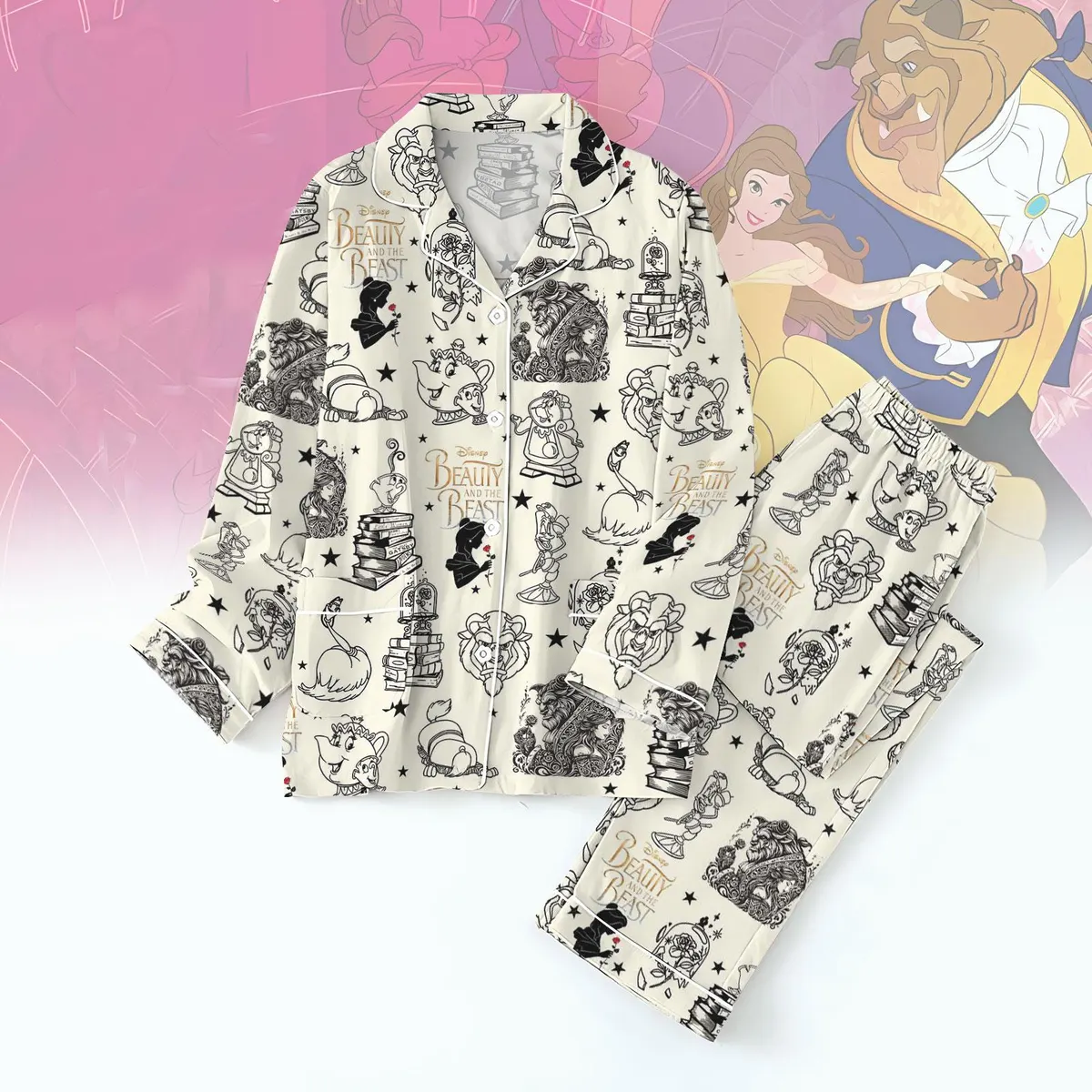 Disney Beauty and the Beast Matching Pajamas, Matching Belle & Beast Holiday Sets