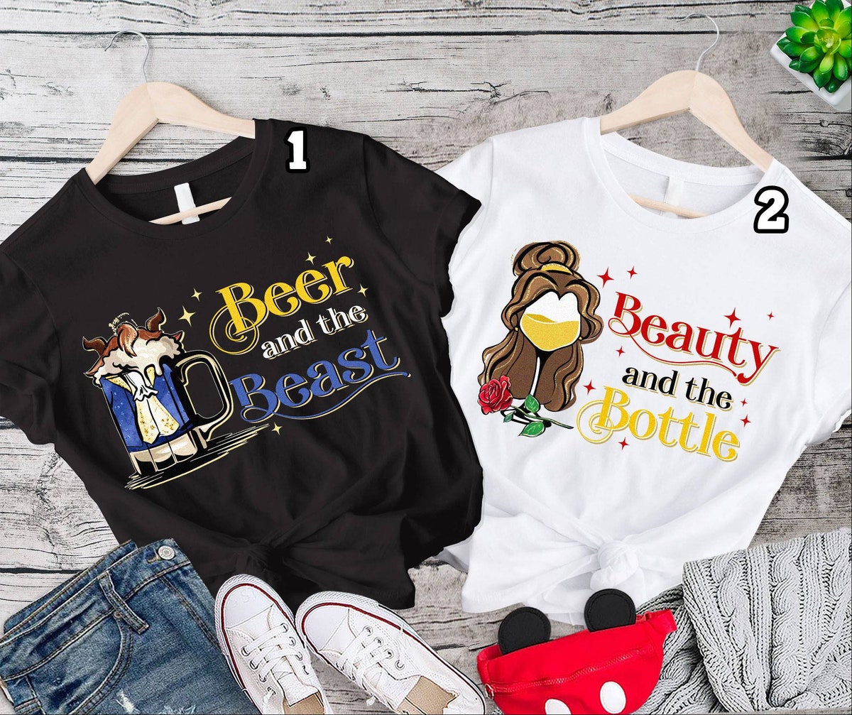 Disney Beauty and the Beast Matching Shirts for Couples, Beauty And The Bottle, Beer And The Beast Shirt