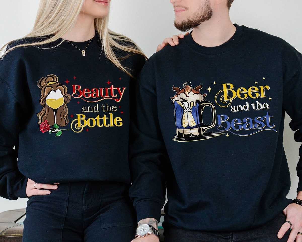 Disney Beauty and the Beast Matching Shirts for Couples, Beauty And The Bottle, Beer And The Beast Shirt
