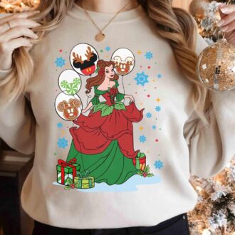 Disney Couple Christmas Matching Shirt for Him and Her, Beauty and the Beast Christmas Sweatshirt