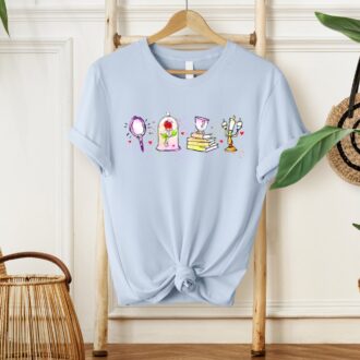 Disney Princess Watercolor Shirt, Beauty and the Beast T-Shirt for Women