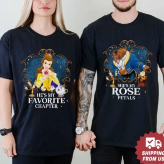 Disney Valentine's Day Couple Shirts, Beauty and the Beast T-Shirt, Favorite Chapter Rose Petals Tee