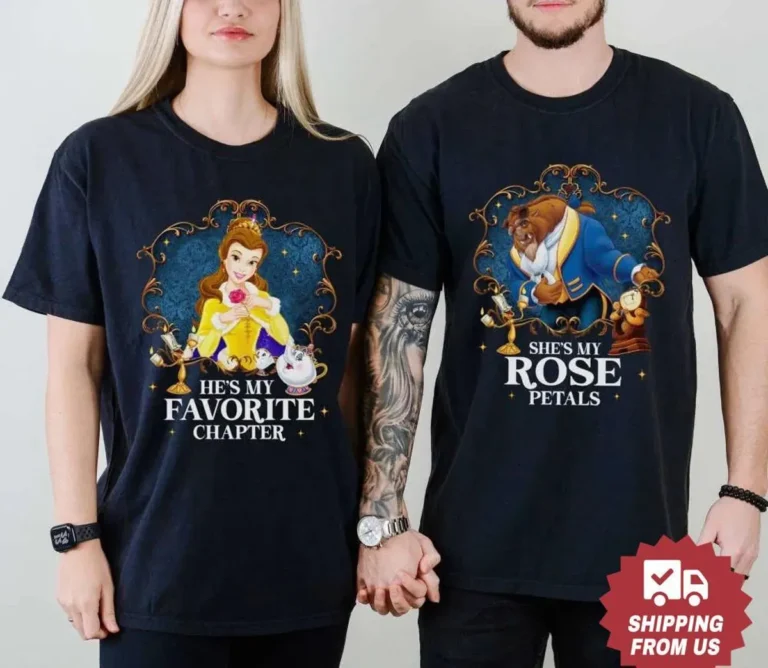 Disney Valentine's Day Couple Shirts, Beauty and the Beast T-Shirt, Favorite Chapter Rose Petals Tee