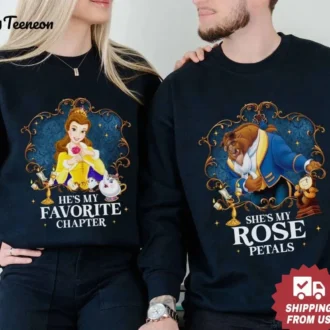 Disney Valentine's Day Couple Shirts, Beauty and the Beast T-Shirt, Favorite Chapter Rose Petals Tee