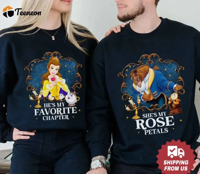 Disney Valentine's Day Couple Shirts, Beauty and the Beast T-Shirt, Favorite Chapter Rose Petals Tee