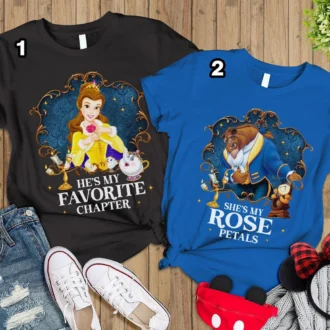 Disney Valentine's Day Couple Shirts, Beauty and the Beast T-Shirt, Favorite Chapter Rose Petals Tee