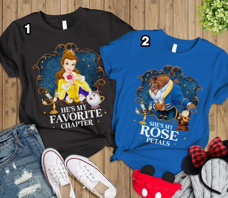 Disney Valentine's Day Couple Shirts, Beauty and the Beast T-Shirt, Favorite Chapter Rose Petals Tee