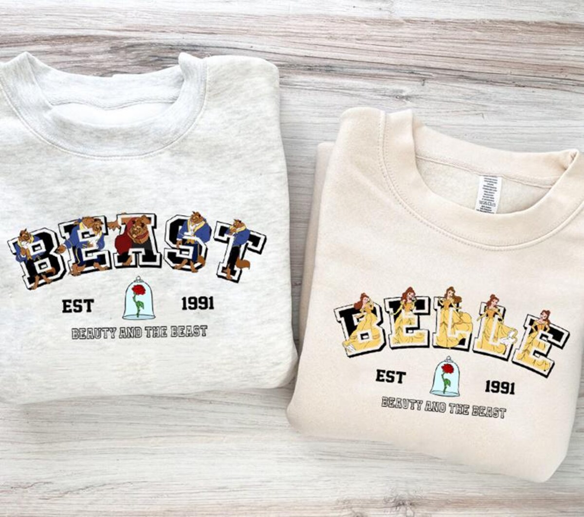 Disneyland Beauty and the Beast Couple Shirts, Belle & Beast Couple Tees for Valentine's Day