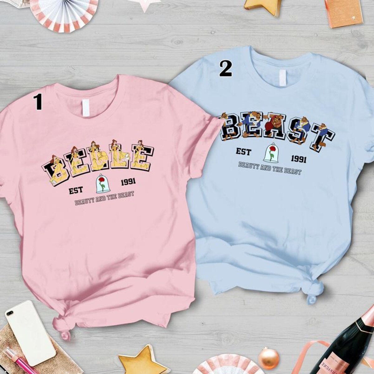 Disneyland Beauty and the Beast Couple Shirts, Belle & Beast Couple Tees for Valentine's Day