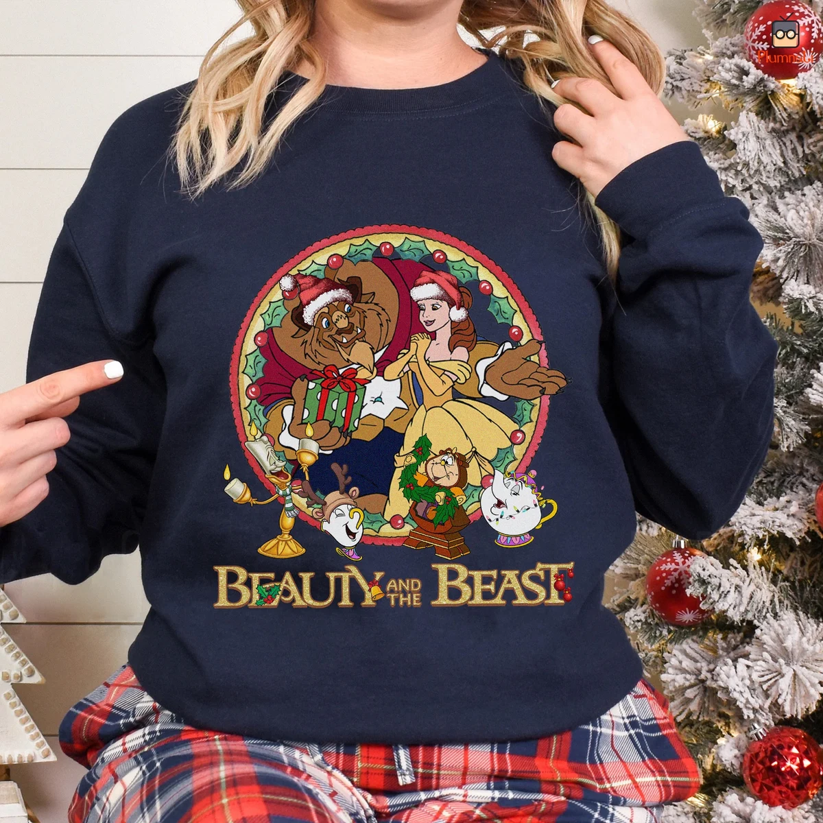 Funny Beauty and the Beast Christmas Sweatshirt for Couples, Princess Belle Christmas Shirt