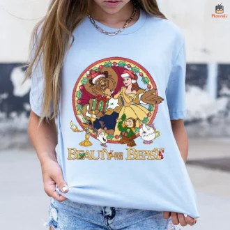 Funny Beauty and the Beast Christmas Sweatshirt for Couples, Princess Belle Christmas Shirt
