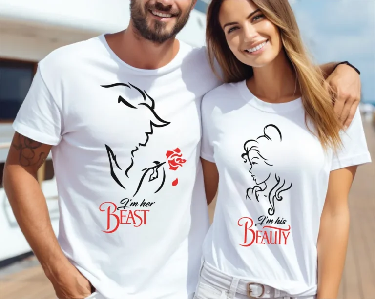 Her Beast His Beauty Couple Shirts, Beauty And The Beast Rose T-Shirt, Valentines Gift for Wife Husband