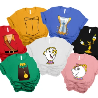 Matching Beauty and the Beast Character Shirts for Halloween, Disney Costume Outfits