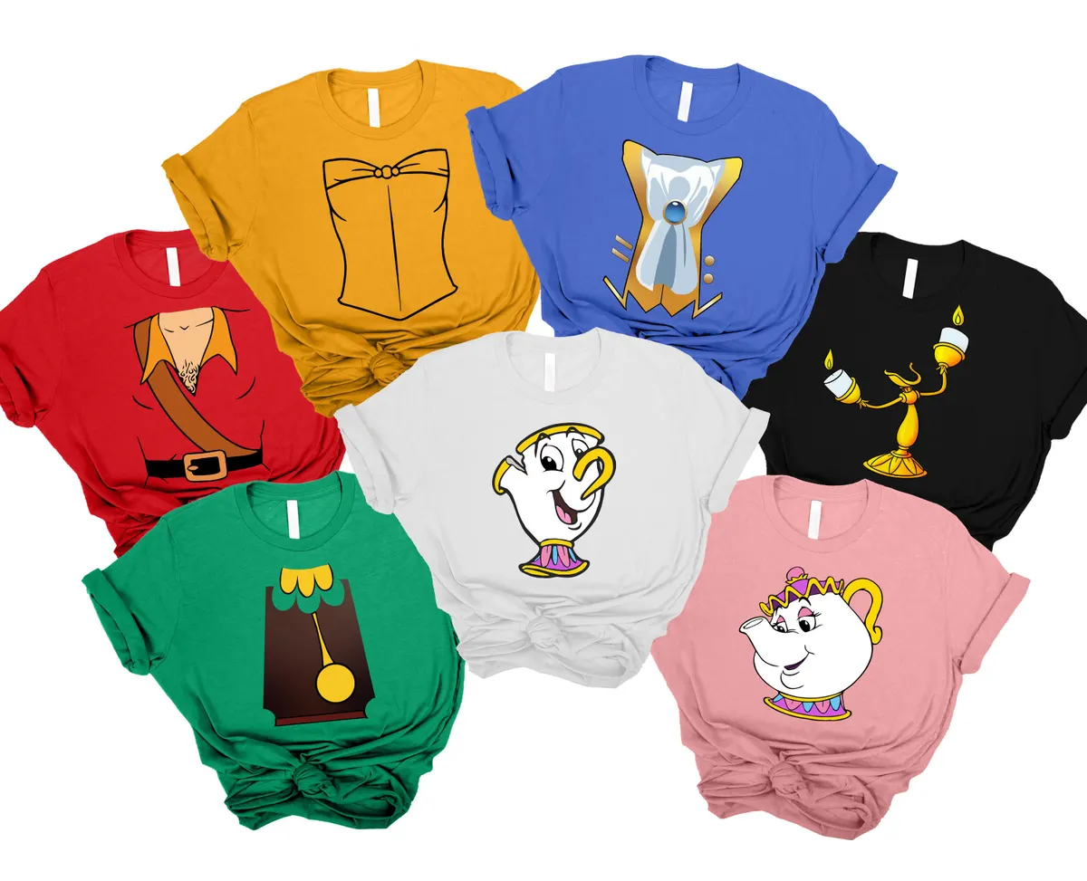 Matching Beauty and the Beast Character Shirts for Halloween, Disney Costume Outfits