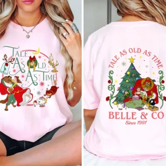 Princess Belle Beauty and Beast Christmas Sweatshirt, Girls Tale Christmas Couple Shirts