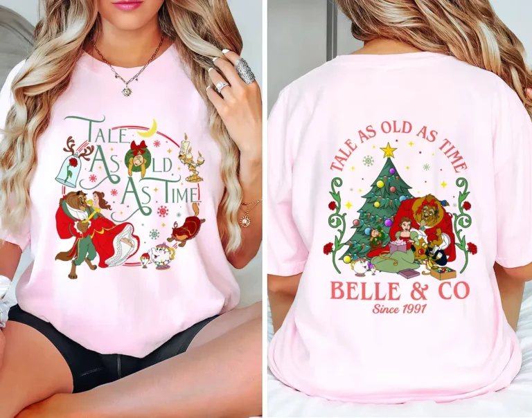 Princess Belle Beauty and Beast Christmas Sweatshirt, Girls Tale Christmas Couple Shirts