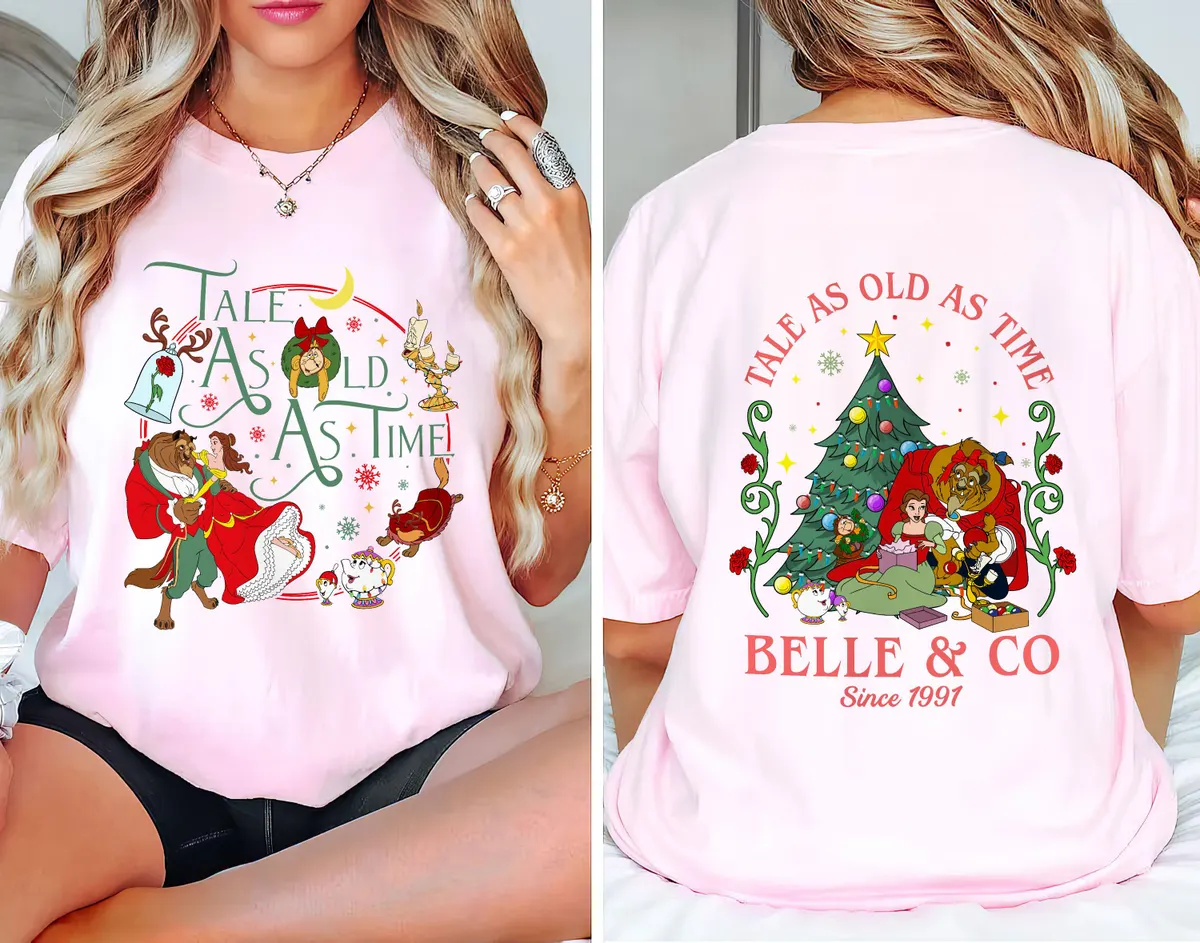 Princess Belle Beauty and Beast Christmas Sweatshirt, Girls Tale Christmas Couple Shirts