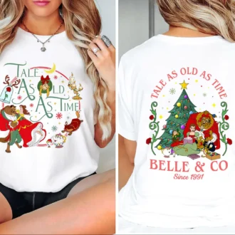 Princess Belle Beauty and Beast Christmas Sweatshirt, Girls Tale Christmas Couple Shirts