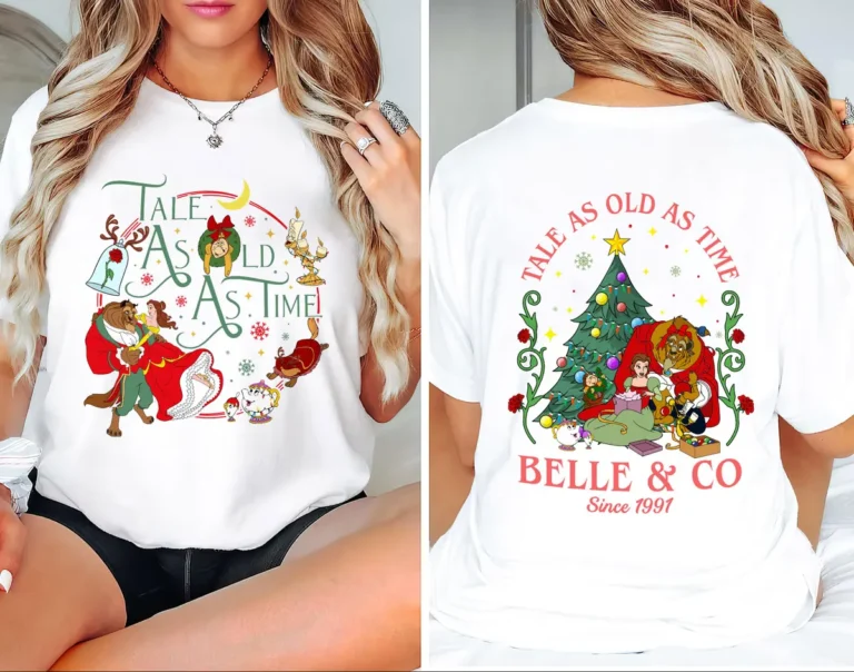 Princess Belle Beauty and Beast Christmas Sweatshirt, Girls Tale Christmas Couple Shirts