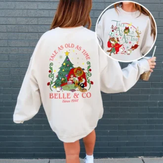 Princess Belle Beauty and Beast Christmas Sweatshirt, Girls Tale Christmas Couple Shirts