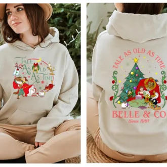 Princess Belle Beauty and Beast Christmas Sweatshirt, Girls Tale Christmas Couple Shirts