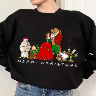 Beauty And The Beast Christmas Family Shirts, Disney Christmas Sweatshirts For Couples