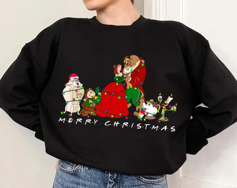 Beauty And The Beast Christmas Family Shirts, Disney Christmas Sweatshirts For Couples
